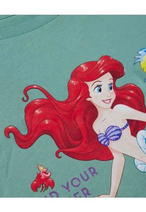 Camiseta Con Estampado De La Sirenita  Infantil Niña Verde Ostu