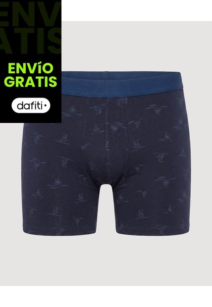 Bóxer Medio Estampado Náutico  Para Hombre Azul Ostu