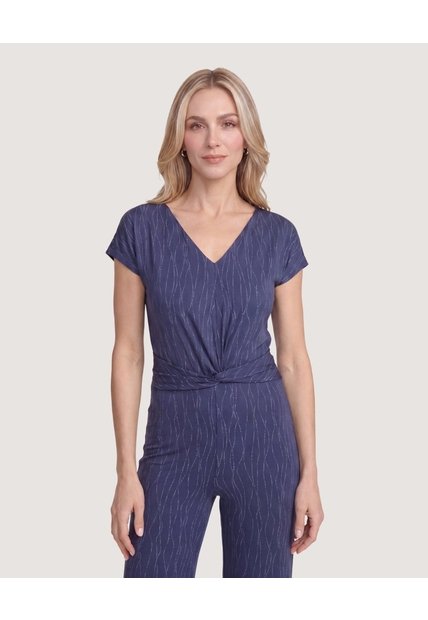 Enterizo Cuello V  Para Mujer Azul Ostu