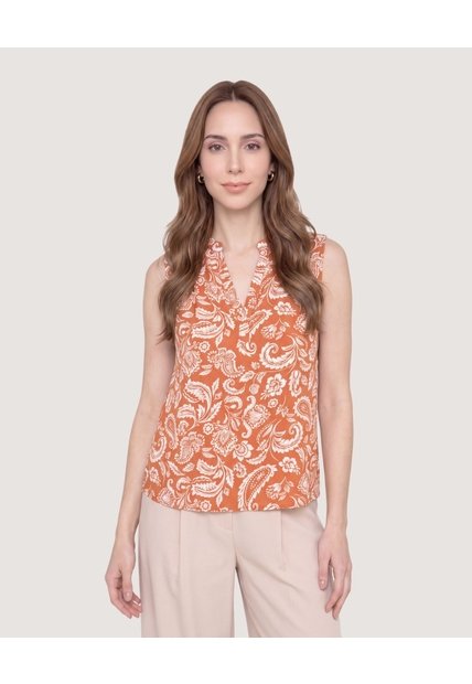 Blusa Manga Sisa  Para Mujer Beige Ostu