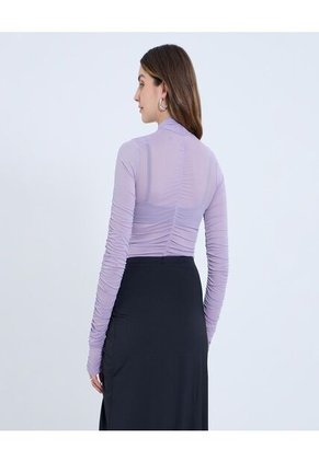 Camiseta Para Mujer Manga Larga Cuello Alto Color Lila Marca Ostu #40092496