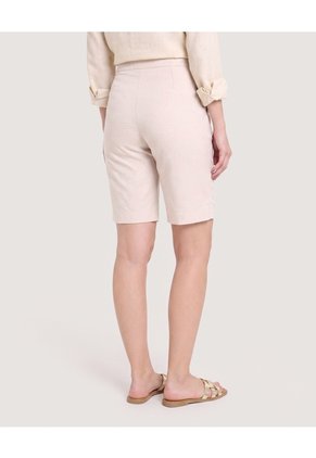 Bermuda Casual Con Bolsillos Estampada Para Mujer Beige Ostu