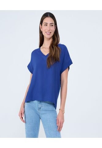 Blusa Para Mujer Manga Corta Color Azul Rey Marca Ostu #40121061 Ostu