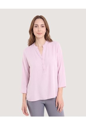 Blusa Basica Manga ¾ Para Mujer Morado Ostu