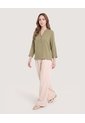 Pantalón Wide Leg Resortado  Para Mujer Beige Ostu de Ostu