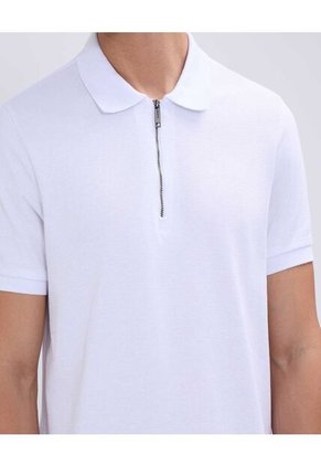 Polo Para Hombre Cuello Tejido Sin Bolsillo Color Blanco Marca Ostu #60110699
