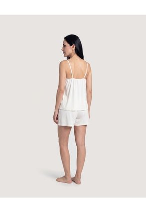 Pijama De Tiras Con Short Para Mujer Crema Ostu
