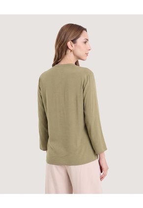 Blusa Basica Manga ¾ Para Mujer Verde Ostu