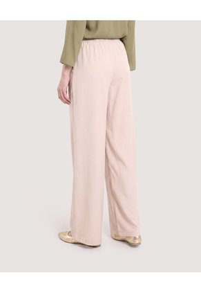 Pantalón Wide Leg Resortado Para Mujer Beige Ostu