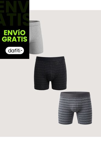 Pack Boxer Medio X3  Para Hombre Negro Ostu Ostu