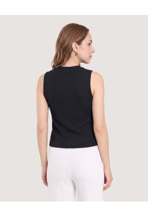 Chaleco Texturizado Cuello V  Para Mujer Negro Ostu