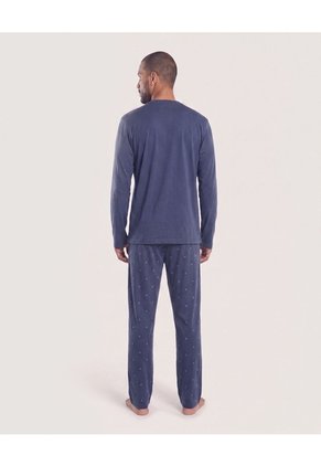 Pijama Con Camibuso Abierto Para Hombre Azul Ostu