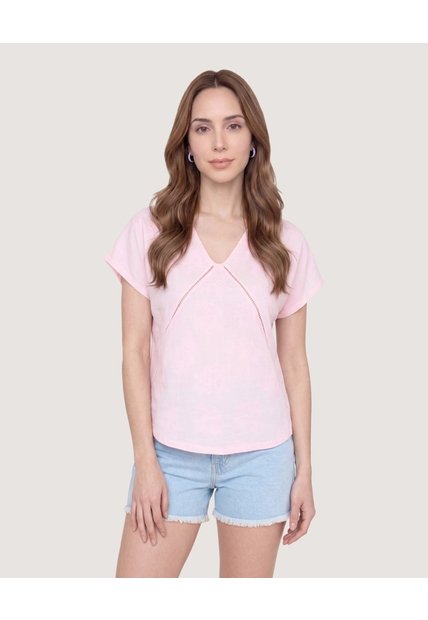 Blusa Escote V Serenity  Para Mujer Rosa Ostu