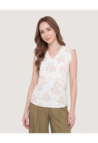 Blusa Manga Corta Con Boleros  Para Mujer Verde Ostu Ostu