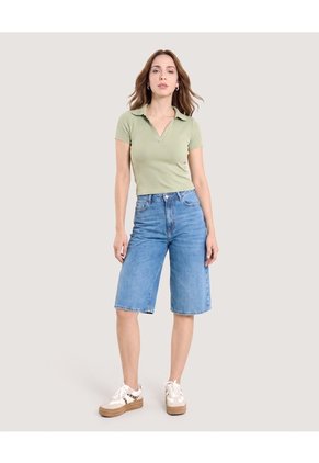 Bermuda Jort Denim  Para Mujer Azul Ostu