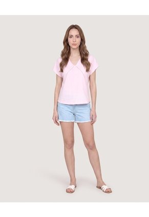 Blusa Escote V Serenity  Para Mujer Rosa Ostu
