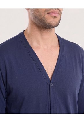 Pijama Con Camibuso Abierto Para Hombre Azul Ostu