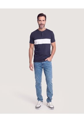 Camiseta Regular Con Estampado  Para Hombre Azul Ostu