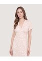 Vestido Escote V Tropical  Para Mujer Beige Ostu de Ostu
