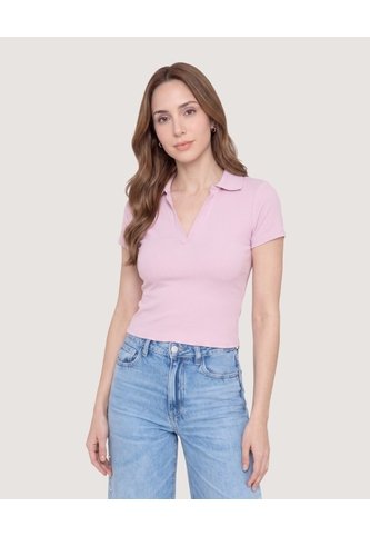 Polo Cropped  Para Mujer Lila Ostu Ostu