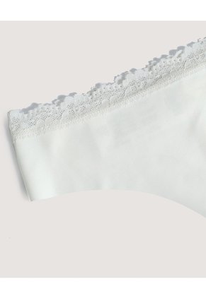 Panty Brasilera Con Encaje Delicado Para Mujer Marfil Ostu
