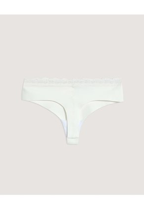 Panty Brasilera Con Encaje Delicado Para Mujer Marfil Ostu