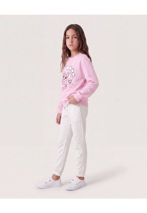 Jogger Básico Para Niña Infantil Niña Crema Ostu