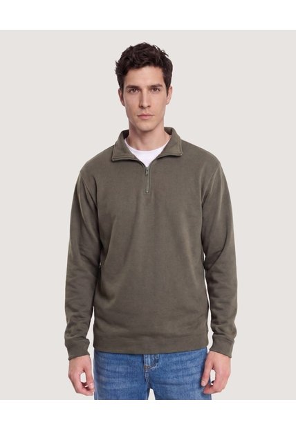 Buzo Half Zip  Para Hombre Verde Ostu