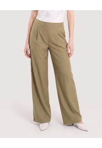 Pantalón Wide Leg Resortado  Para Mujer Verde Ostu Ostu