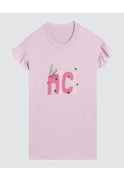 Camiseta  Infantil Niña Manga Corta Color Morado Marca Ostu #90090129