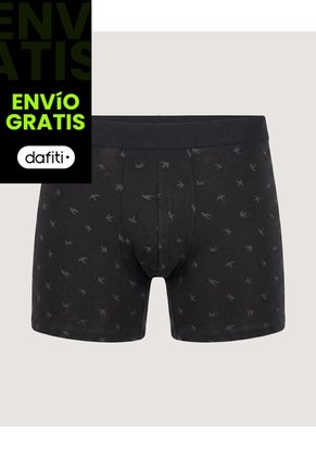 Bóxer Medio Estampado Para Hombre Negro Ostu