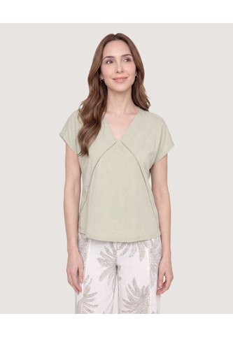 Blusa Escote V Natural  Para Mujer Verde Ostu Ostu