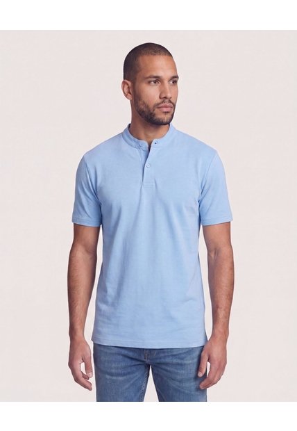 Polo Cuello Mao Regular  Para Hombre Azul Ostu