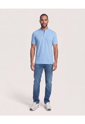 Polo Cuello Mao Regular Para Hombre Azul Ostu