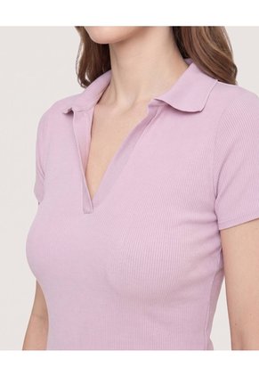 Polo Cropped Para Mujer Lila Ostu