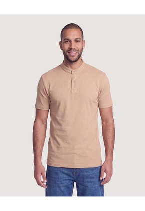 Polo Cuello Mao Regular Para Hombre Beige Ostu