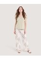 Blusa Escote V Natural  Para Mujer Verde Ostu de Ostu