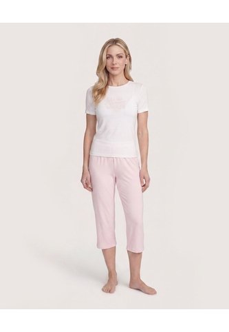 Pijama Capri Con Estampado Frontal  Para Mujer Rosado Ostu Ostu