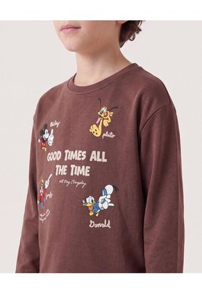 Buzo Mickey Y Sus Amigos  Infantil Niño Café Ostu