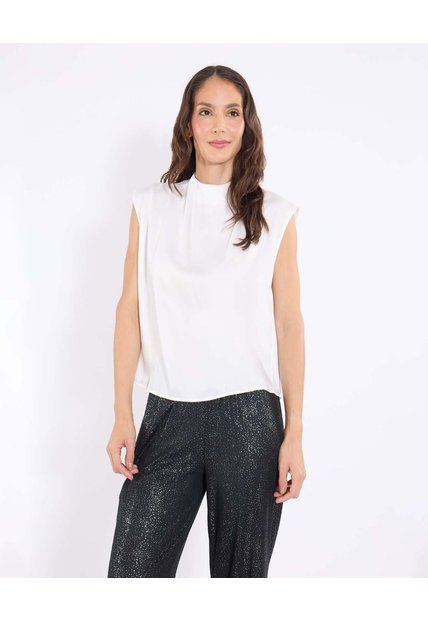 Blusa Manga Corta Fluida  Para Mujer Crudo Ostu