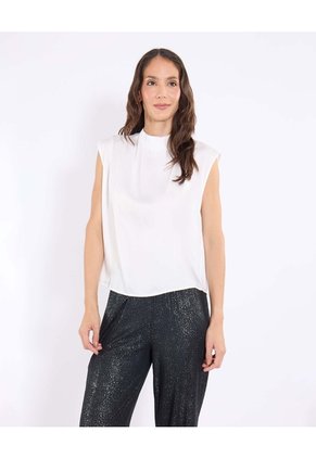 Blusa Manga Corta Fluida Para Mujer Crudo Ostu