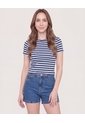 Camiseta Crop Básica  Para Mujer Azul Ostu de Ostu