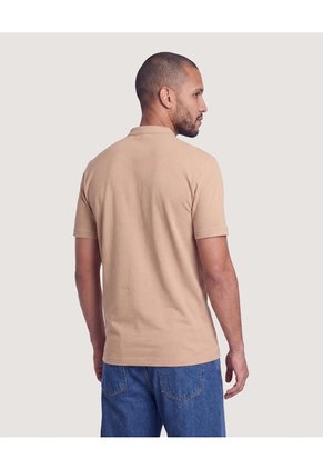 Polo Cuello Mao Regular Para Hombre Beige Ostu