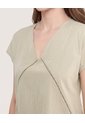 Blusa Escote V Natural  Para Mujer Verde Ostu de Ostu