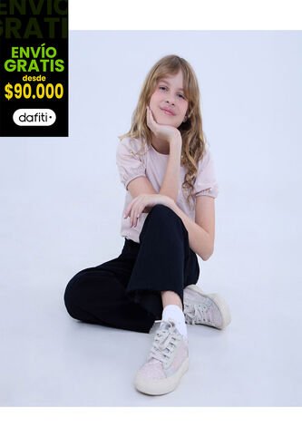 Jean Para Niña Culotte Color Negro Marca Ostu #90160086 Ostu