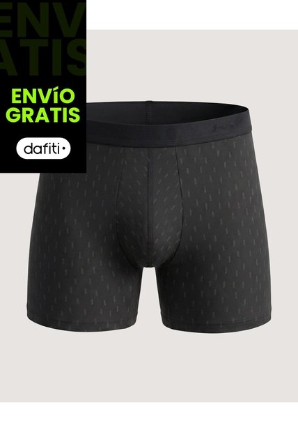 Bóxer Medio Estampado Geométrico  Para Hombre Negro Ostu