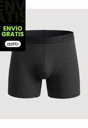 Bóxer Medio Estampado Geométrico Para Hombre Negro Ostu