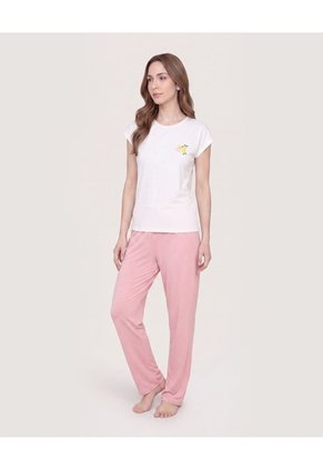 Pijama Manga Murciélago Con Pantalón Largo Para Mujer Rosa Ostu
