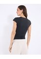Camiseta Escote Cuadrado Ajustada  Para Mujer Negro Ostu de Ostu