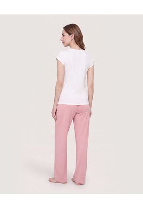 Pijama Manga Murciélago Con Pantalón Largo Para Mujer Rosa Ostu